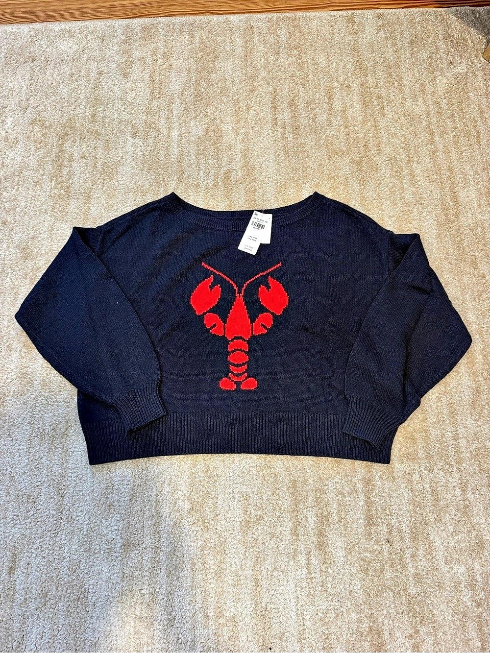 Hollister Cropped Lobster sweater in Blue & Red Size XS NWT
